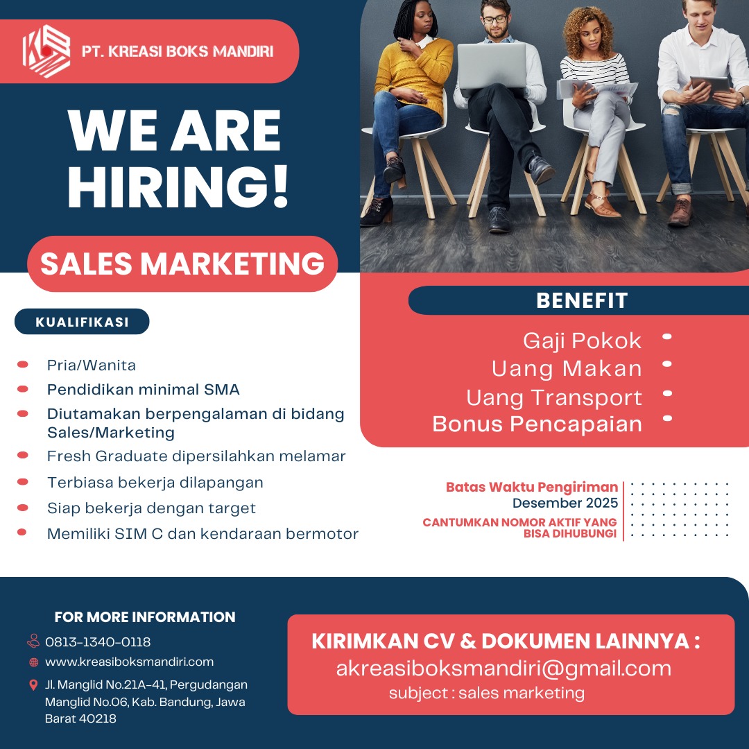 Lowongan Kerja Sales Marketing Kreasiboks Mandiri